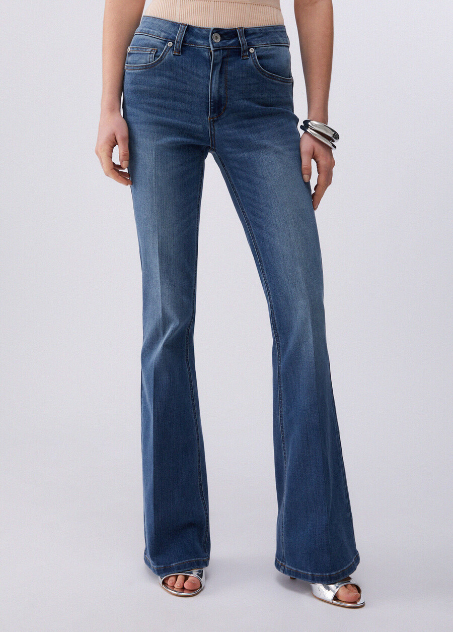 high-rise bootcut jeans