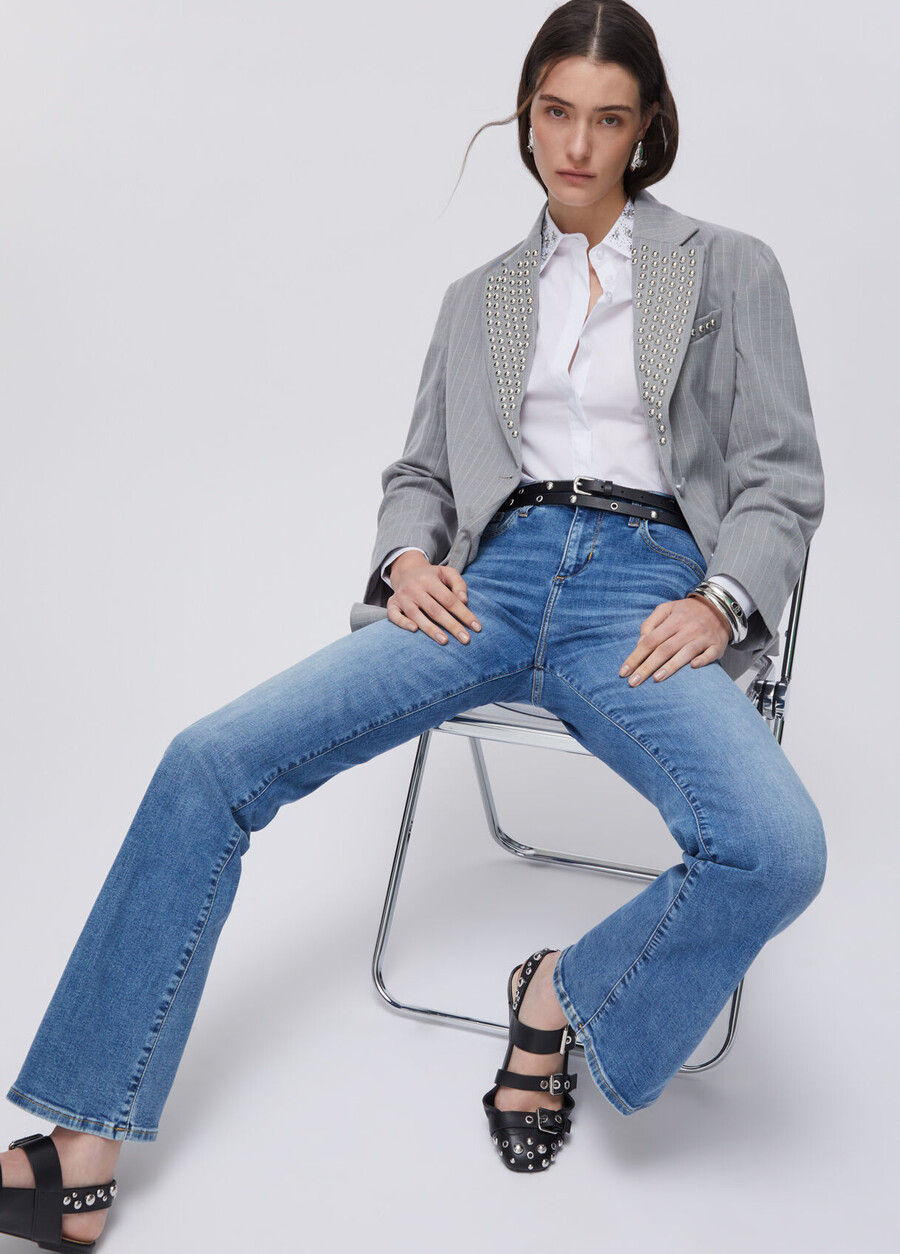 high-rise bootcut jeans