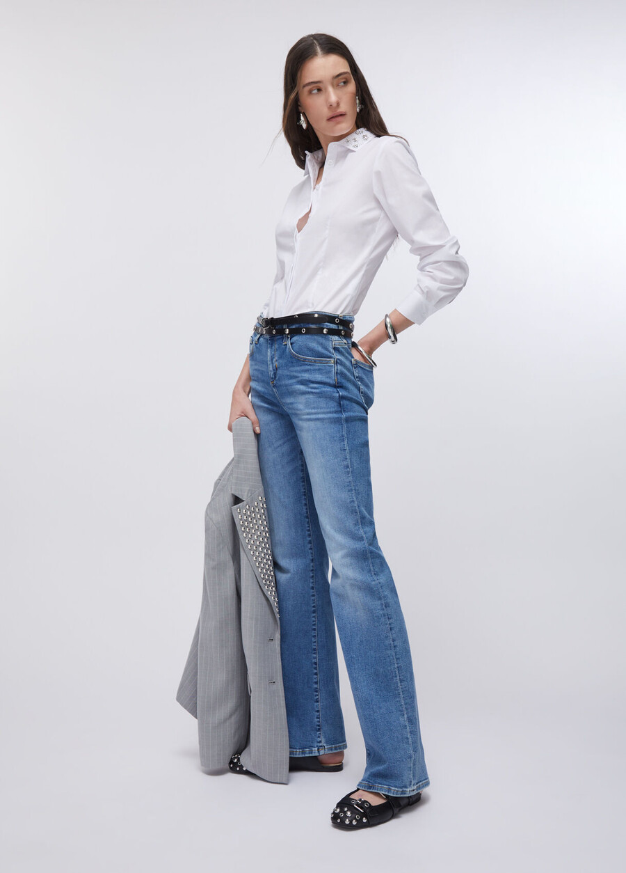 high-rise bootcut jeans