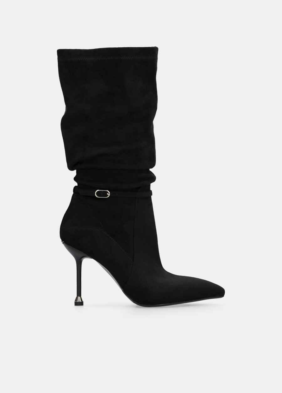 knee-high boots with decorative buckle