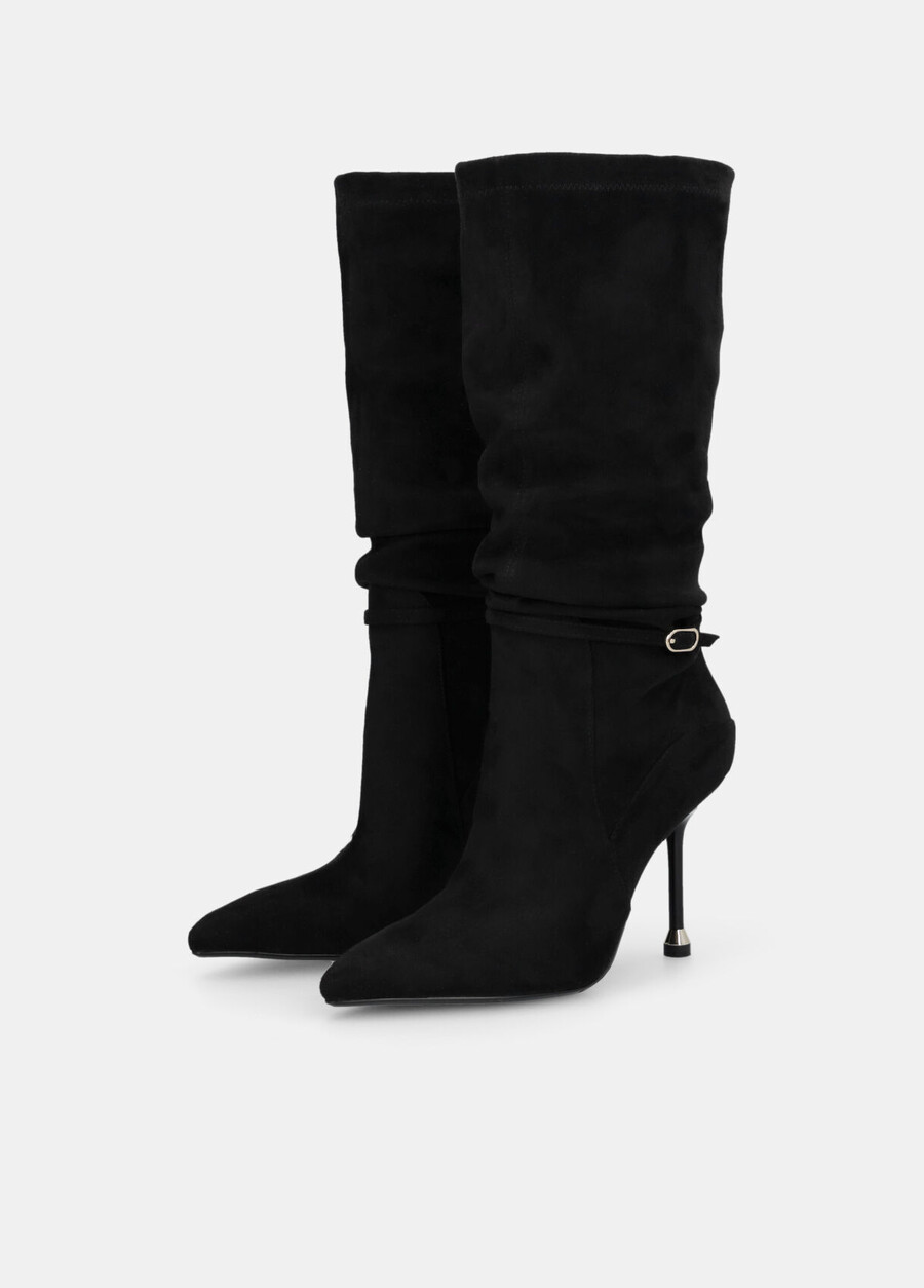 knee-high boots with decorative buckle