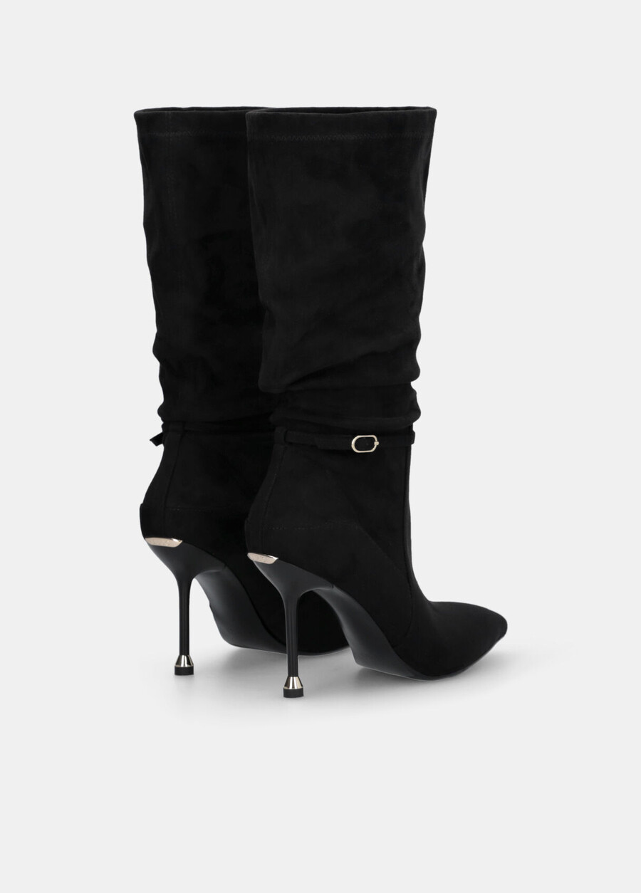 knee-high boots with decorative buckle