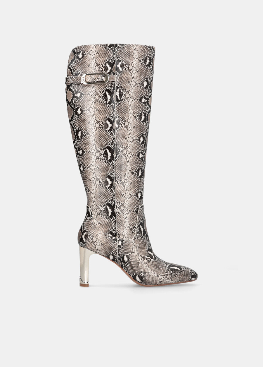 knee-high snakeskin-effect boots