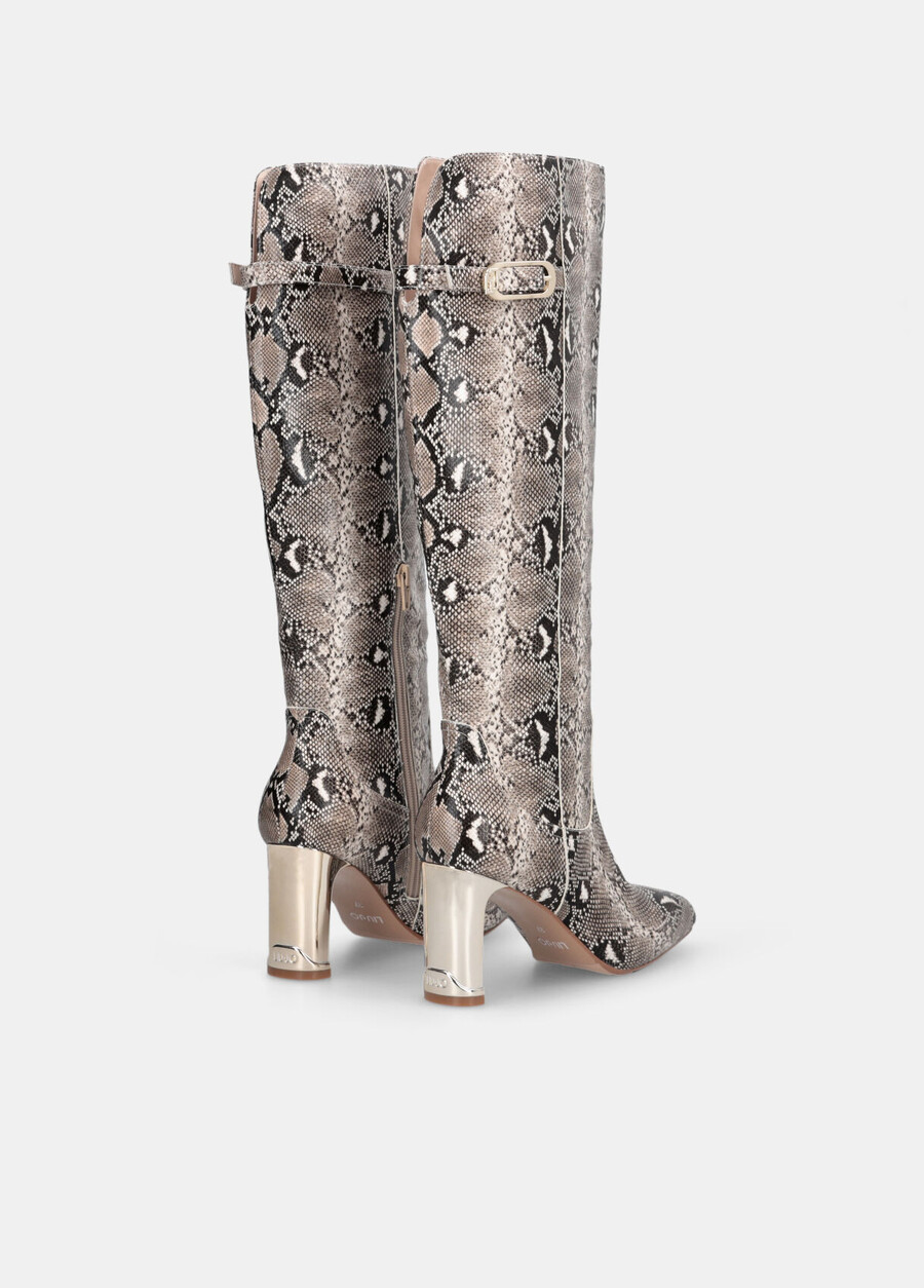 knee-high snakeskin-effect boots