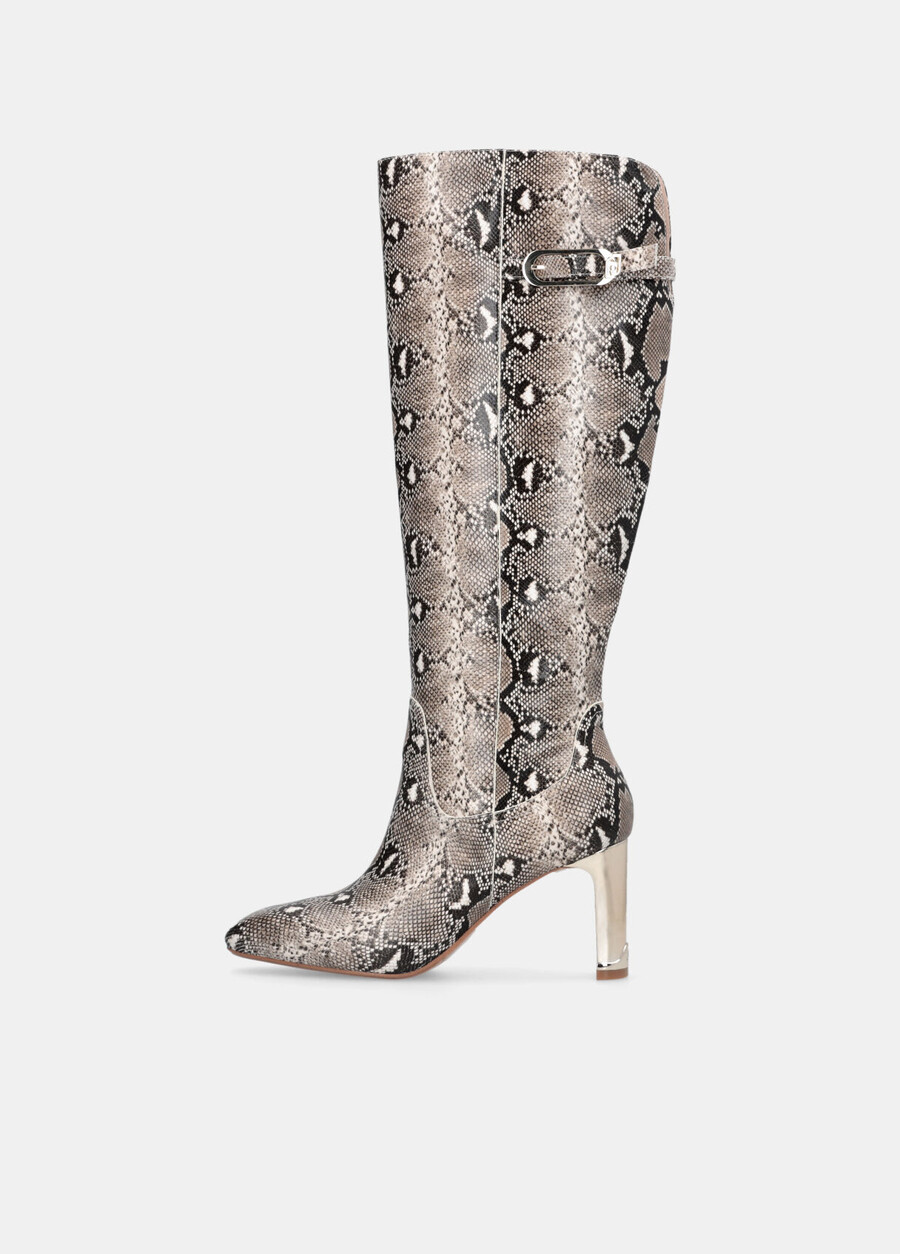 knee-high snakeskin-effect boots