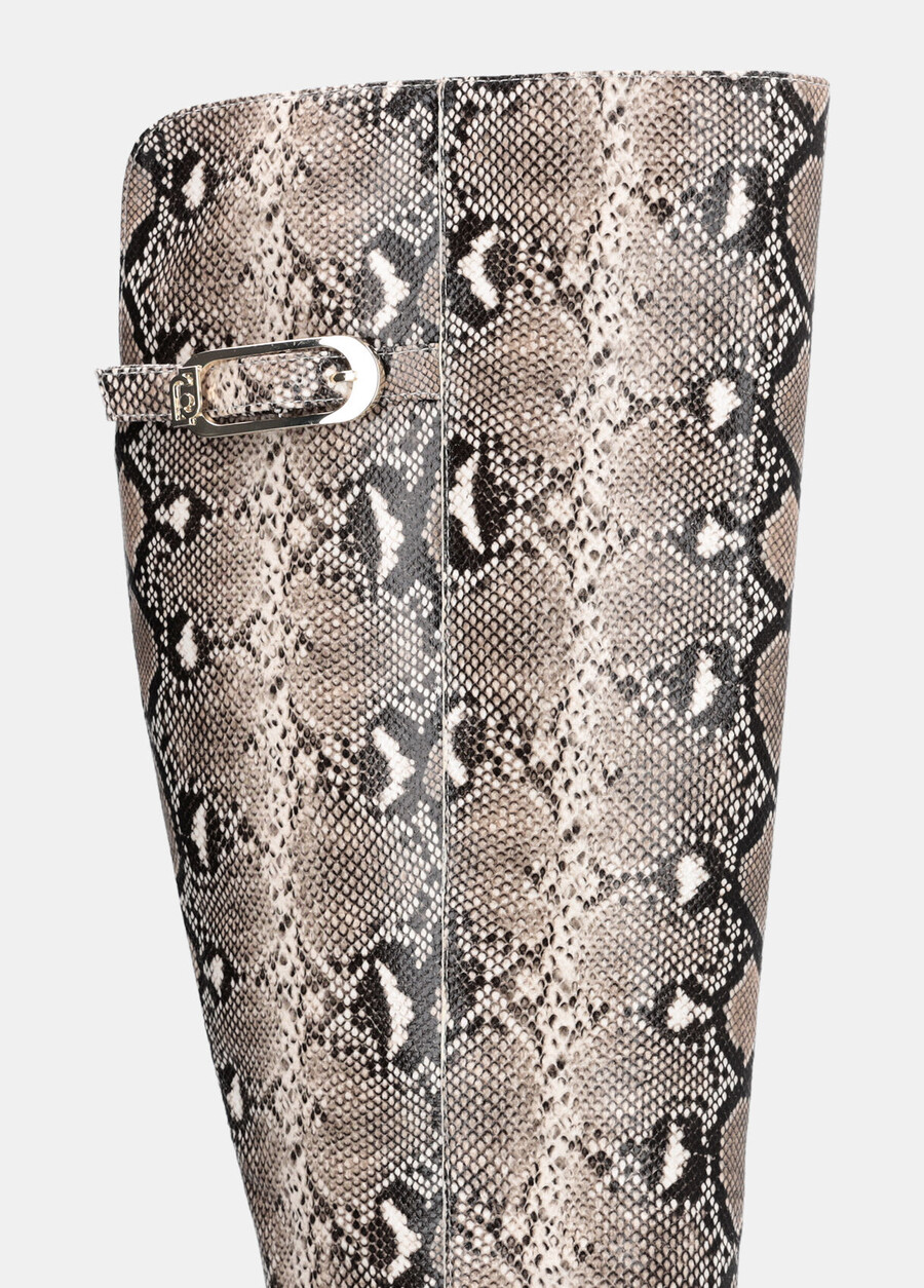 knee-high snakeskin-effect boots