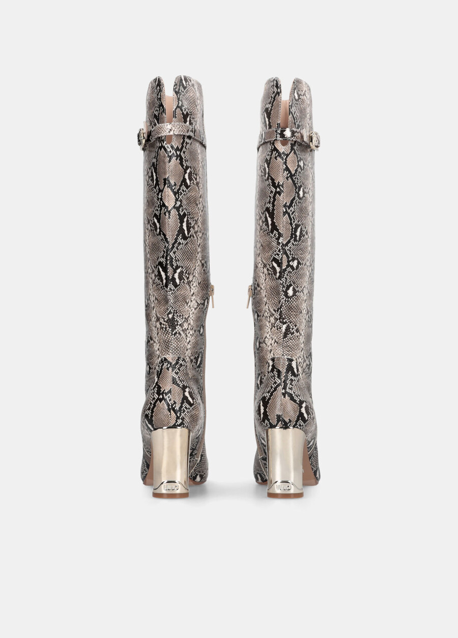 knee-high snakeskin-effect boots