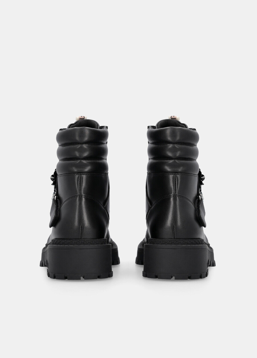 combat boots with bejewelled appliqués