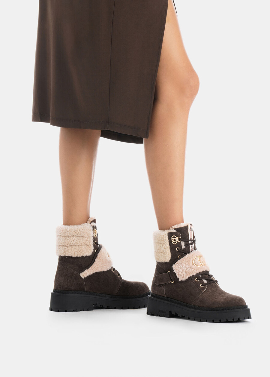 suede combat boots with warm details