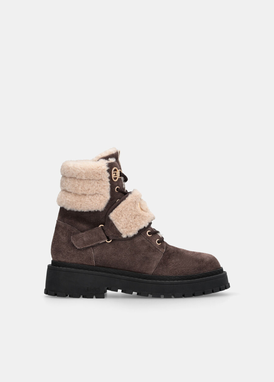 suede combat boots with warm details