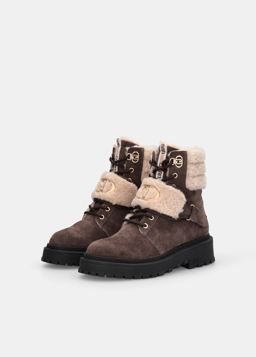 suede combat boots with warm details