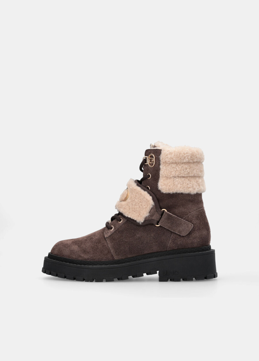 suede combat boots with warm details