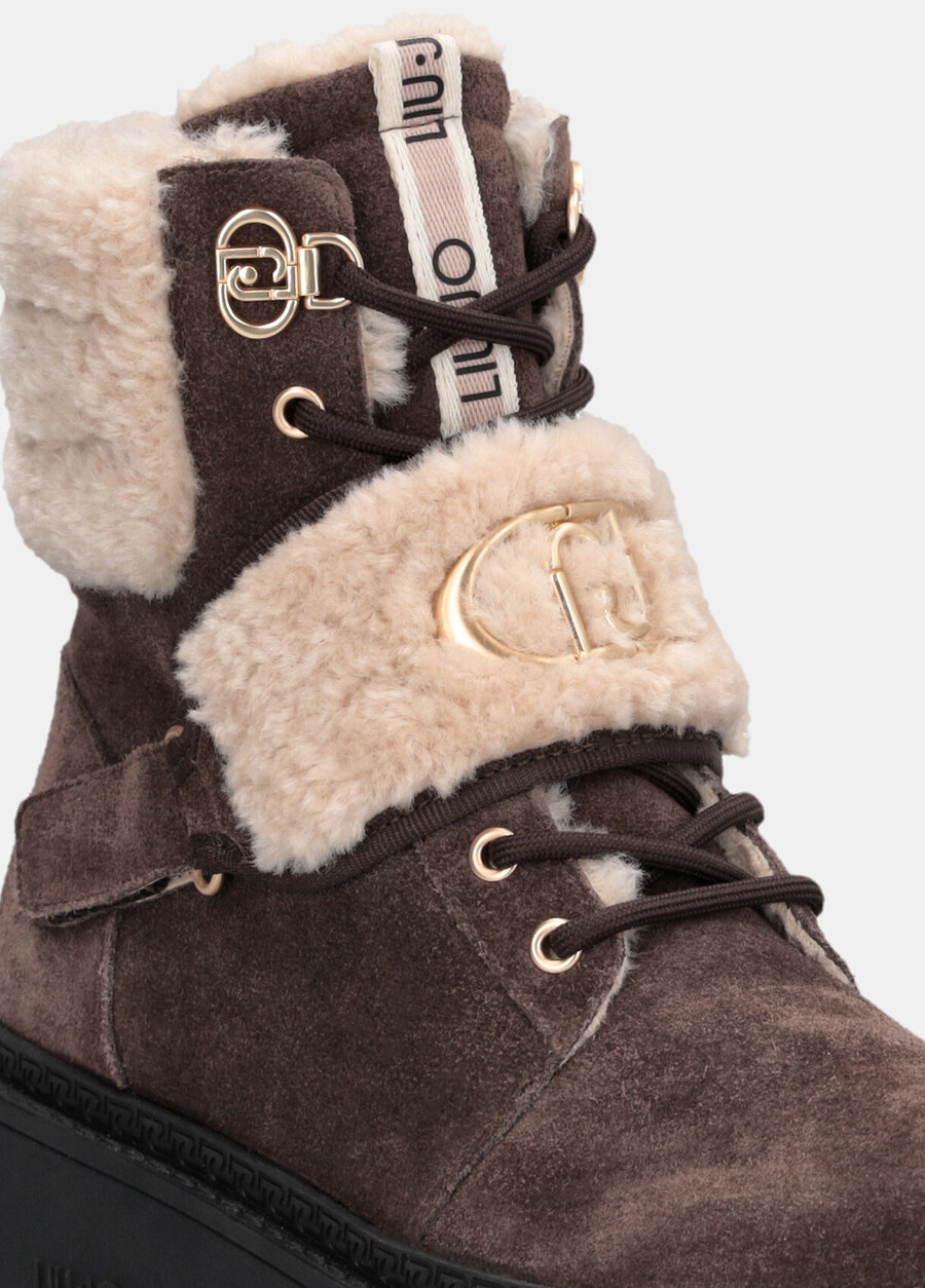 suede combat boots with warm details