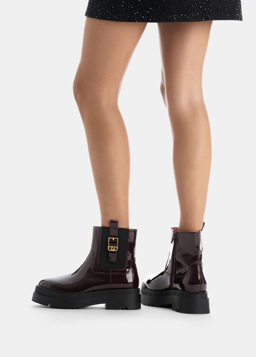 patent leather platform ankle boots