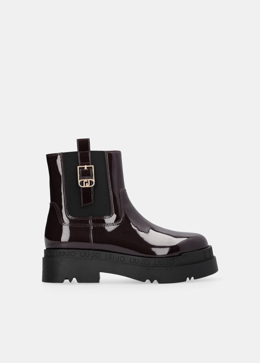 patent leather platform ankle boots