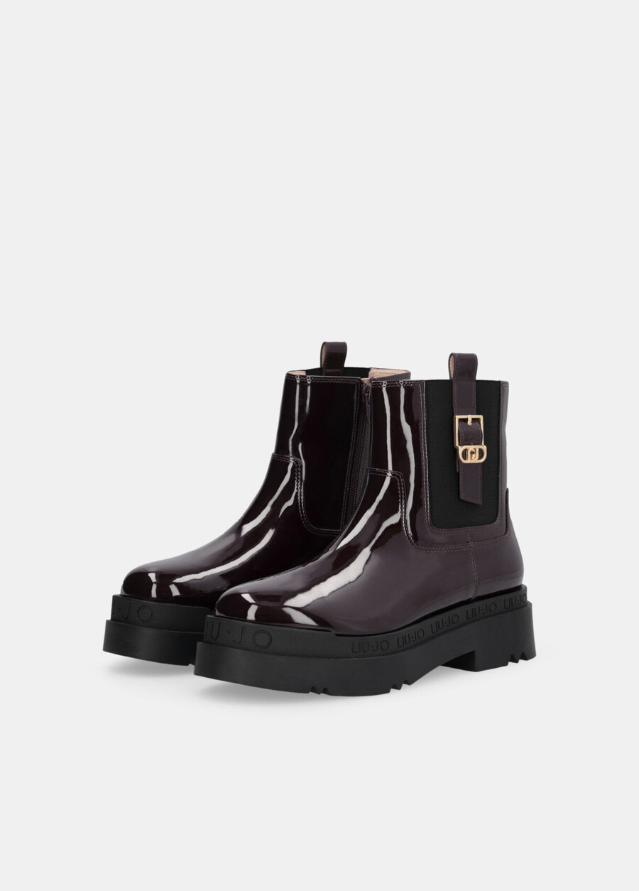 patent leather platform ankle boots
