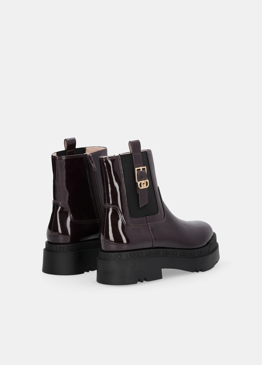 patent leather platform ankle boots