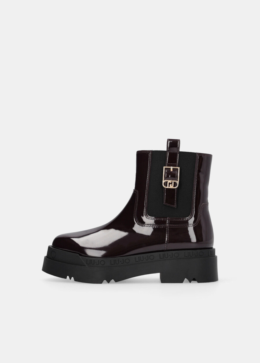 patent leather platform ankle boots