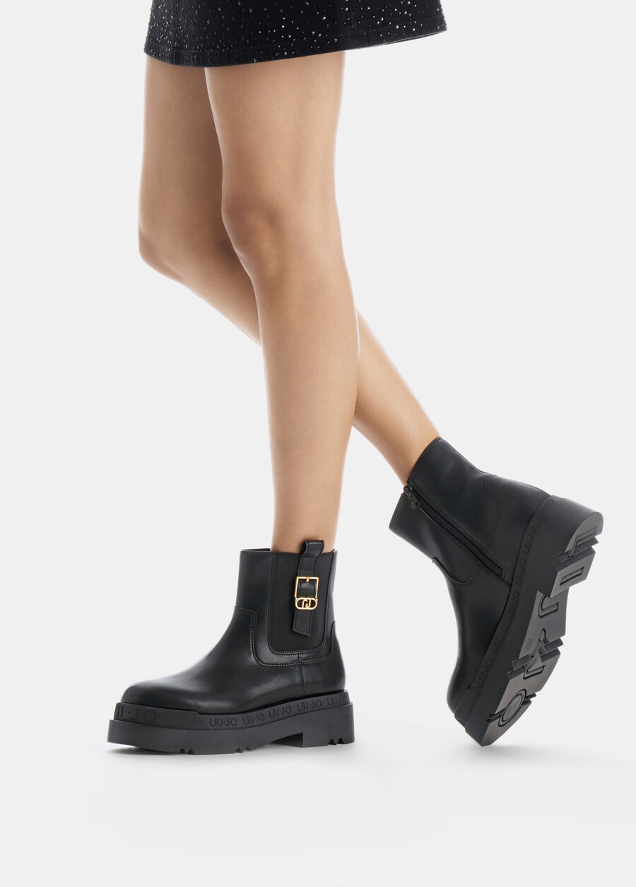 leather platform ankle boots