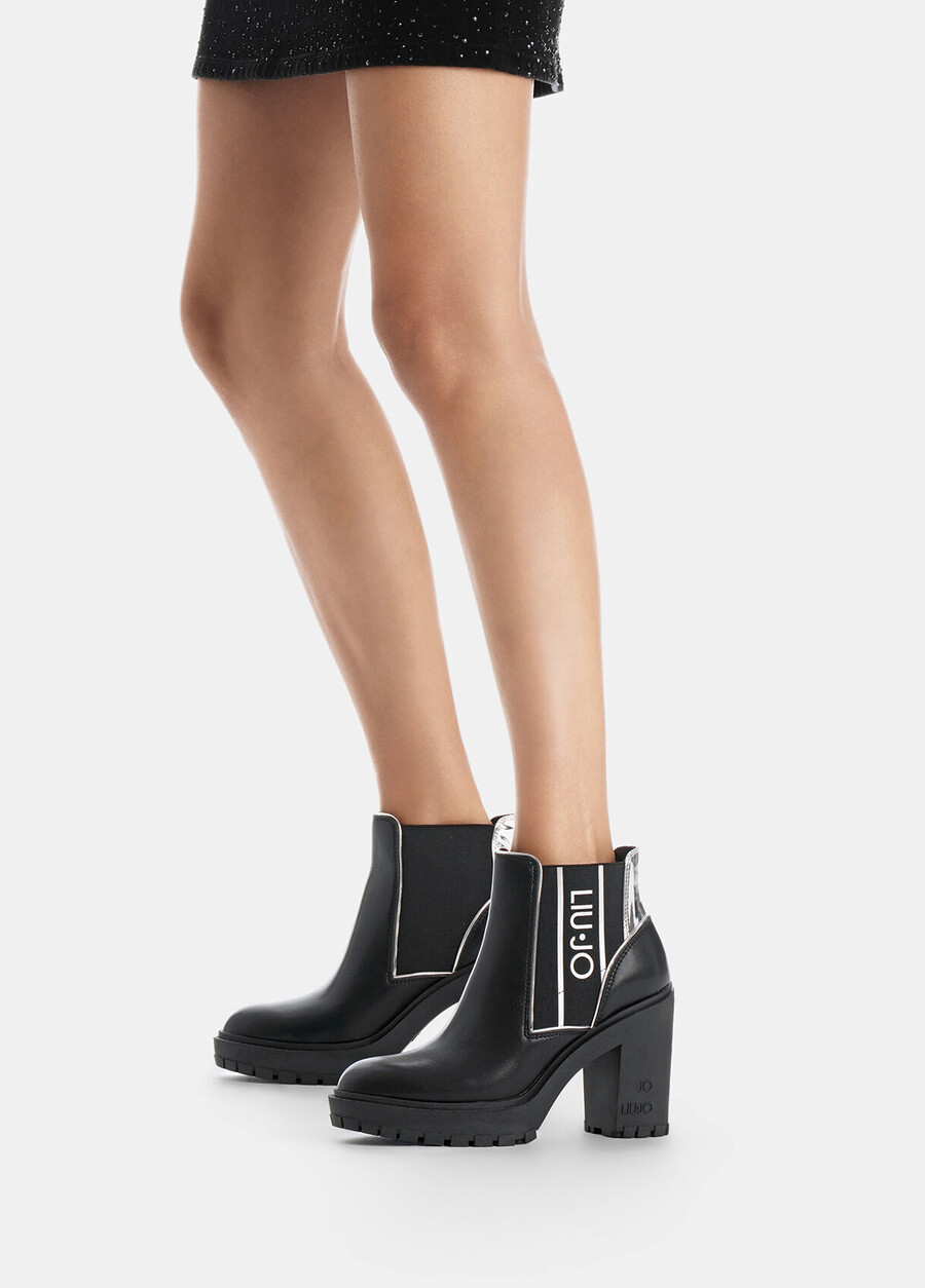 leather ankle boots with logo