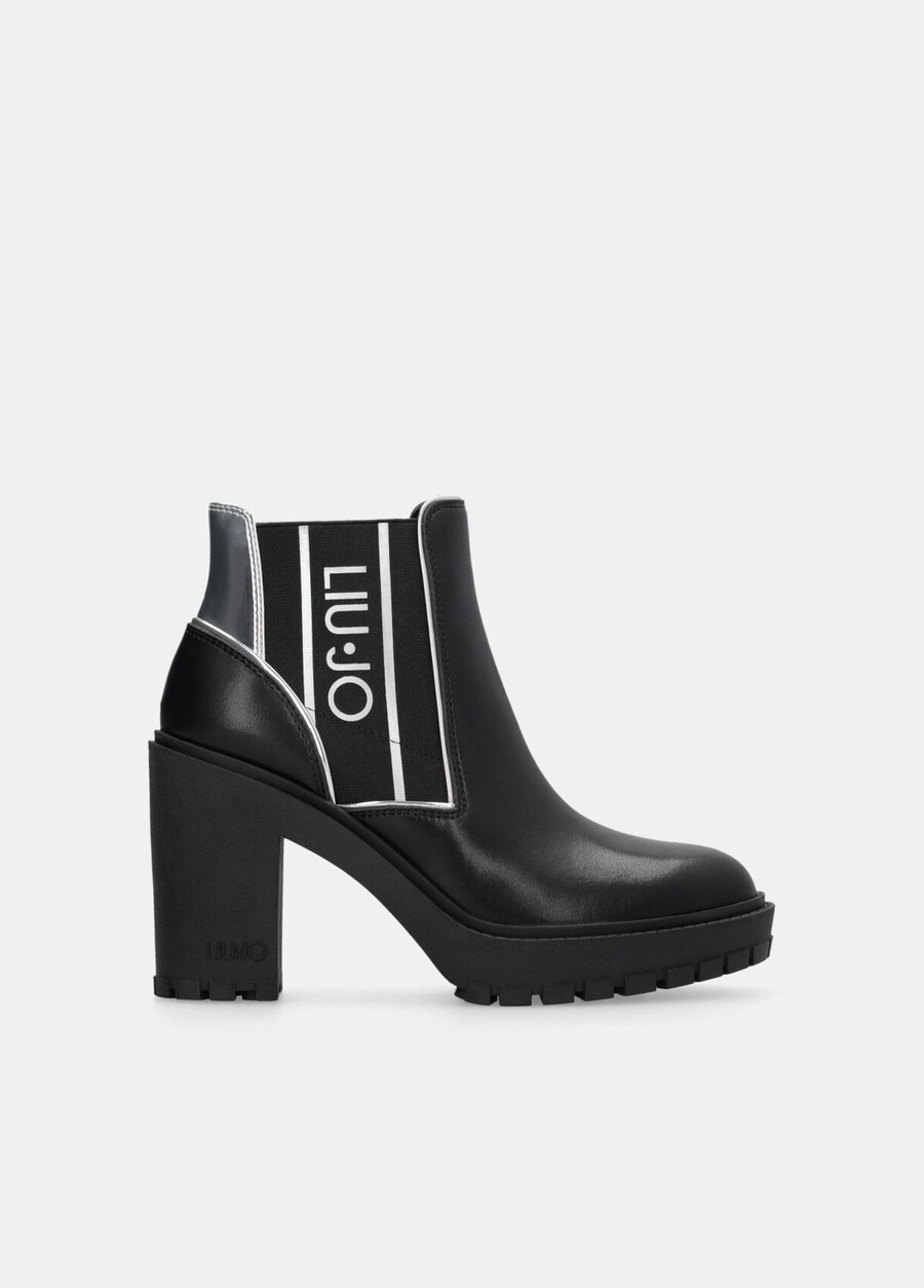 leather ankle boots with logo