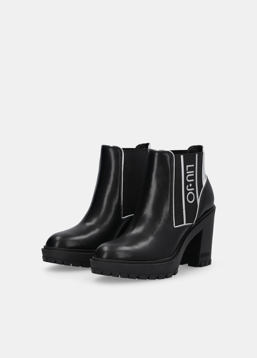 leather ankle boots with logo