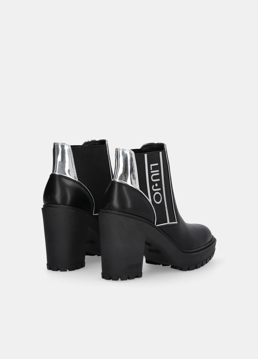 leather ankle boots with logo