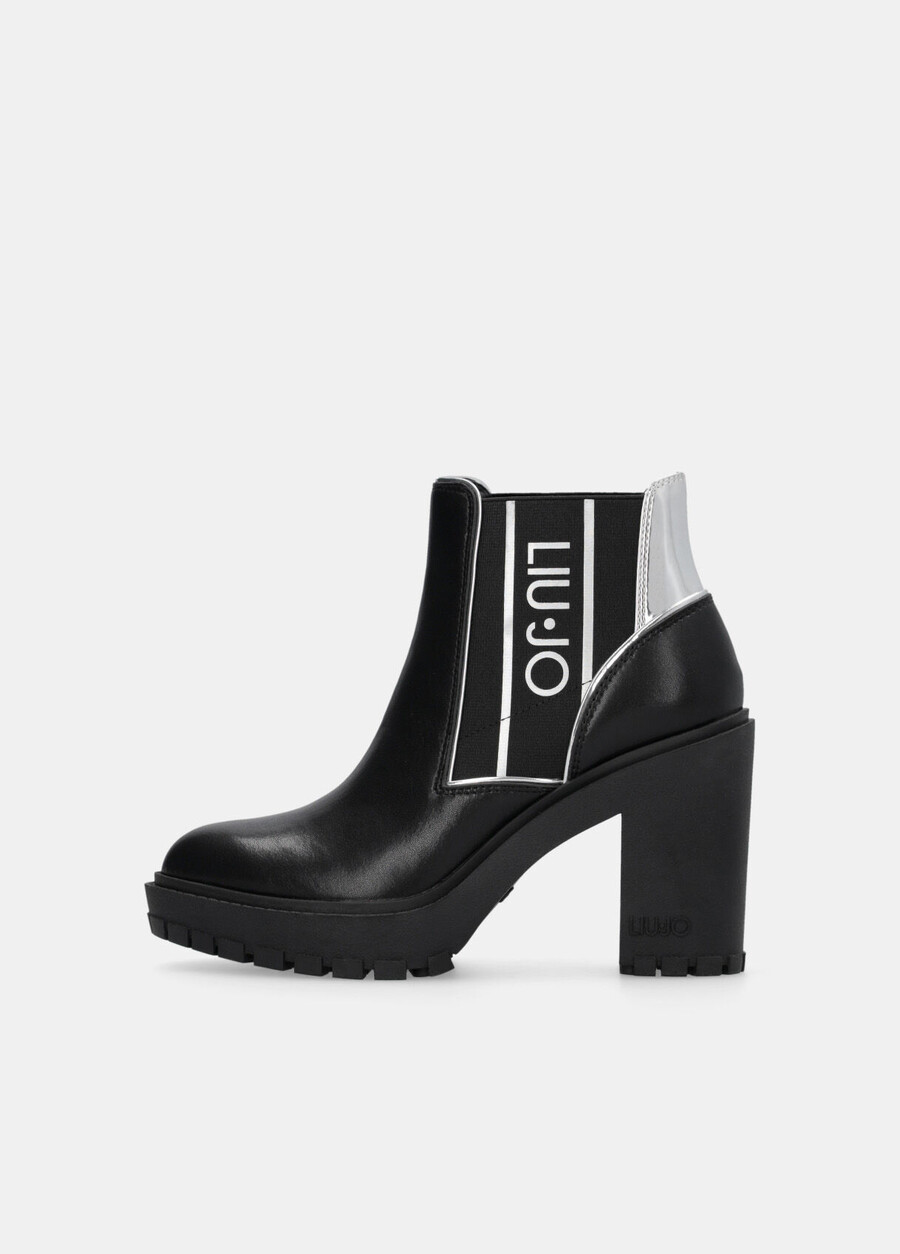 leather ankle boots with logo