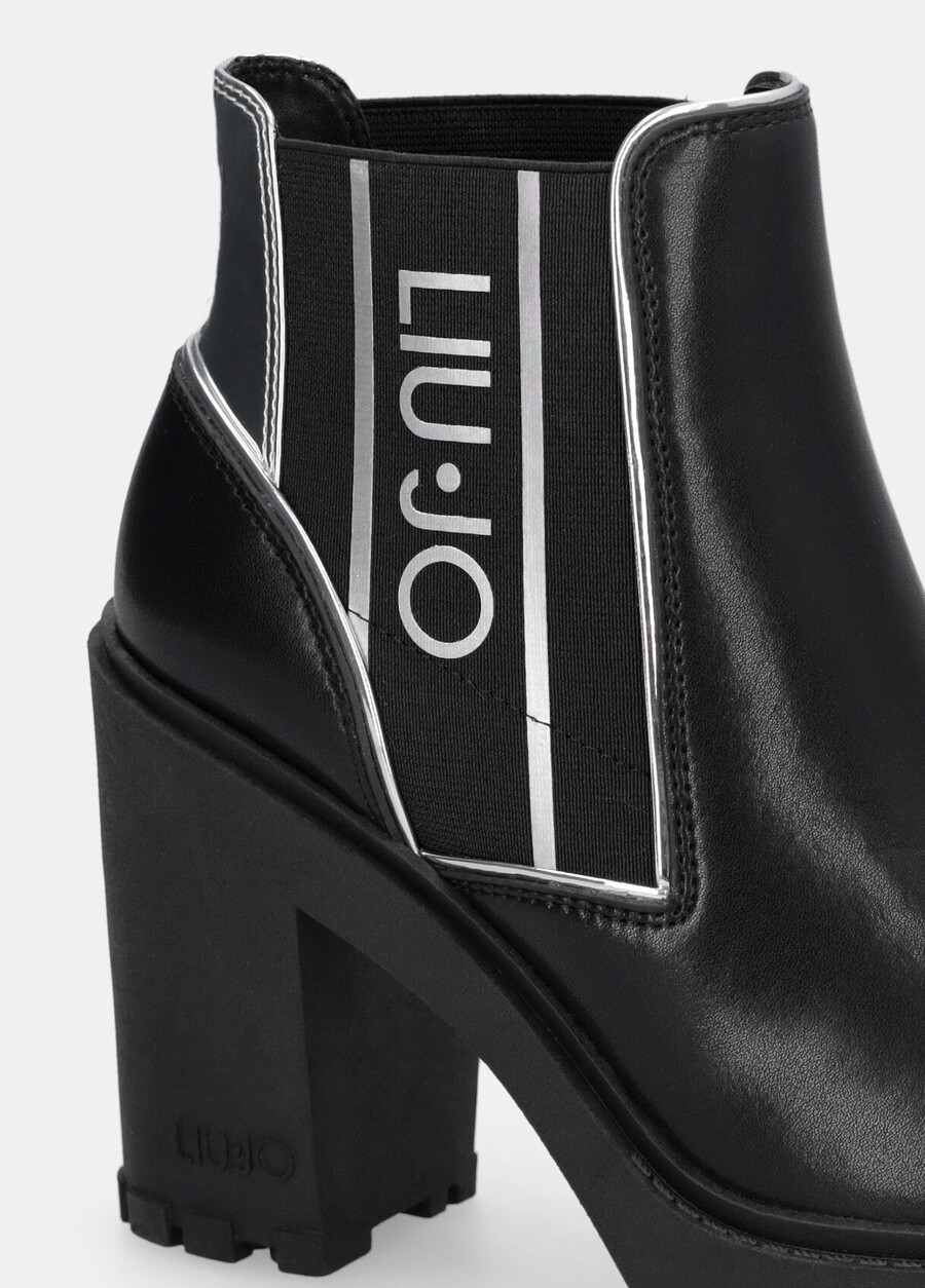 leather ankle boots with logo