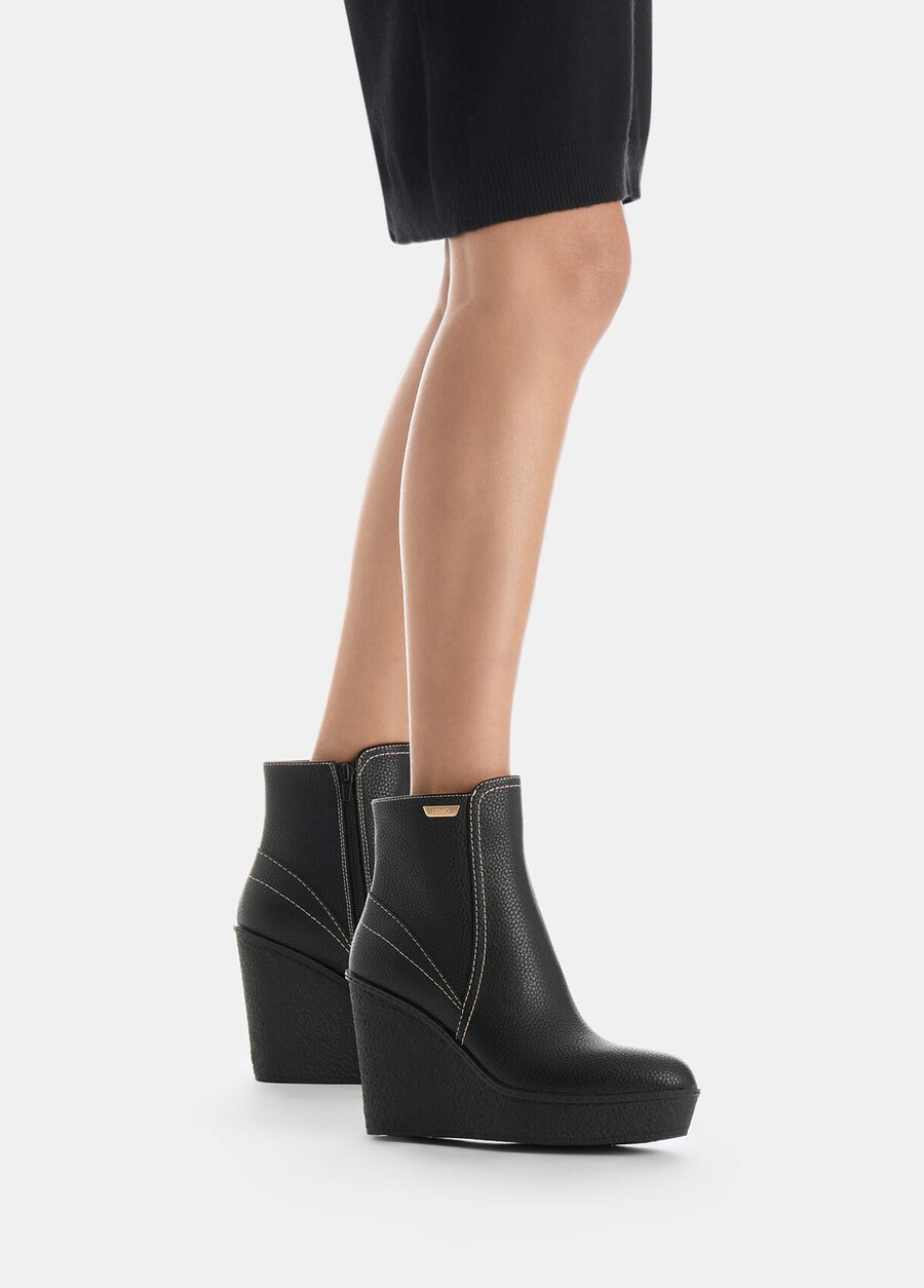 leather ankle boots with wedge heel