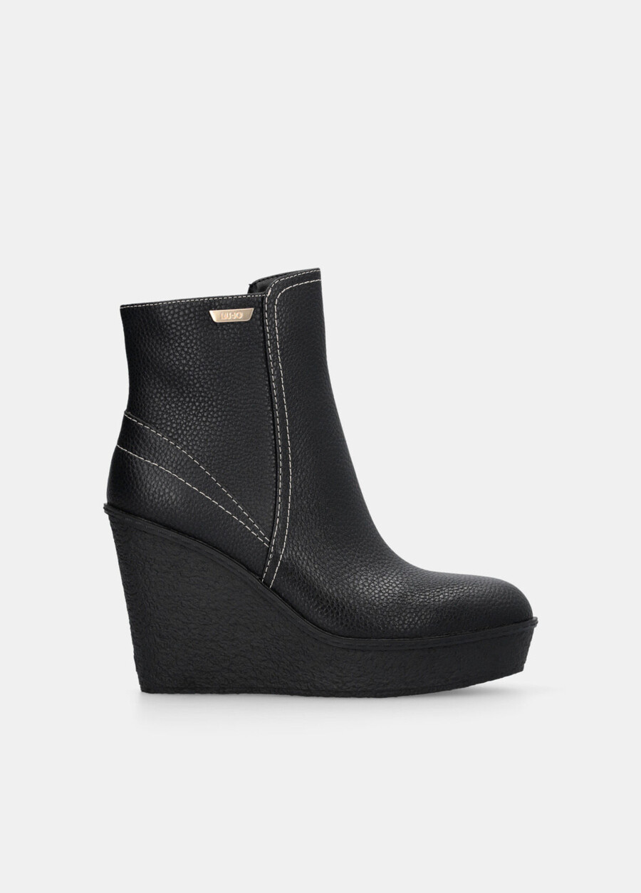 leather ankle boots with wedge heel