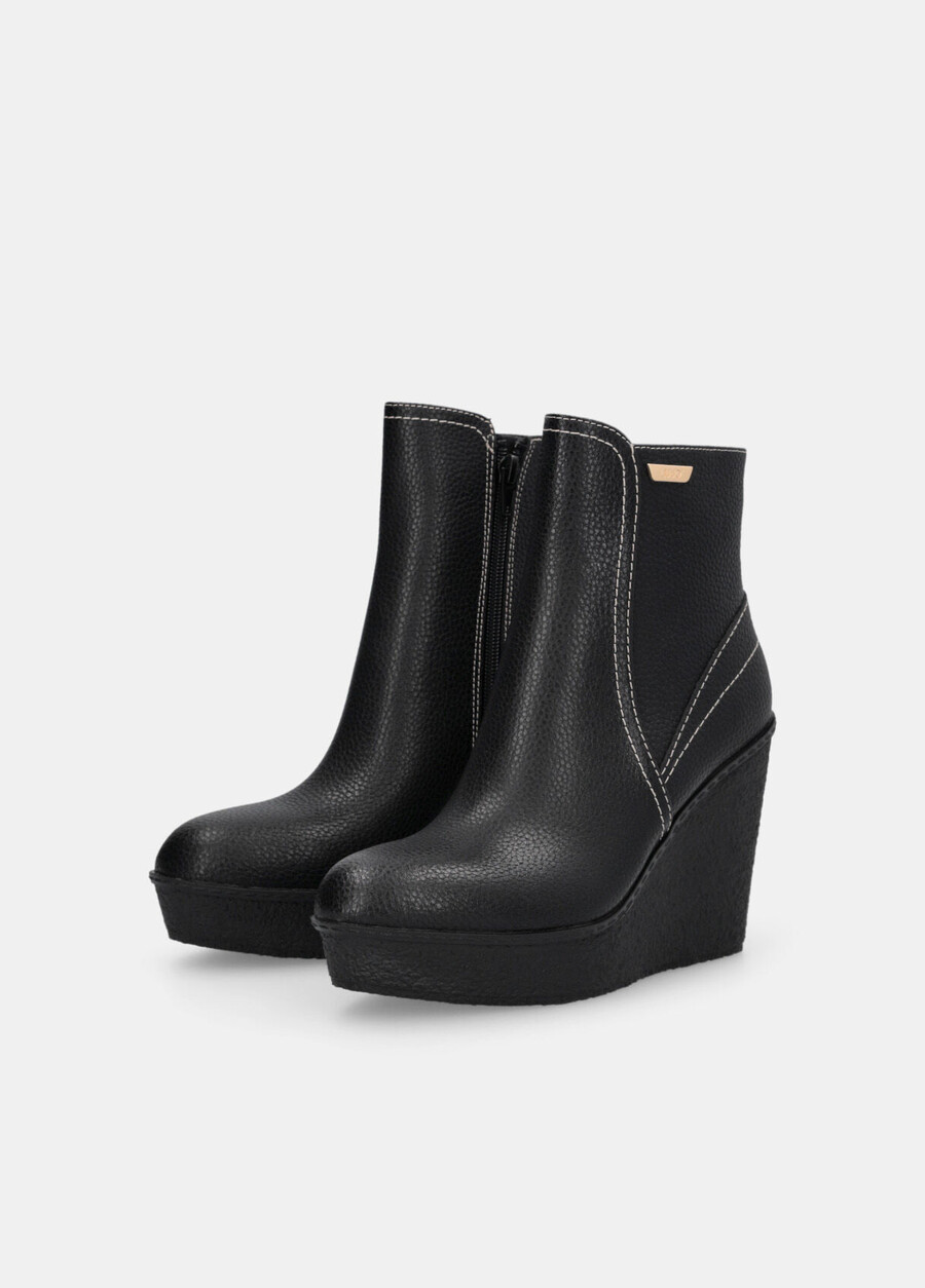 leather ankle boots with wedge heel