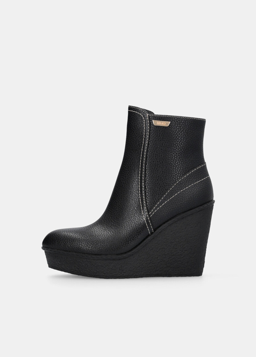leather ankle boots with wedge heel