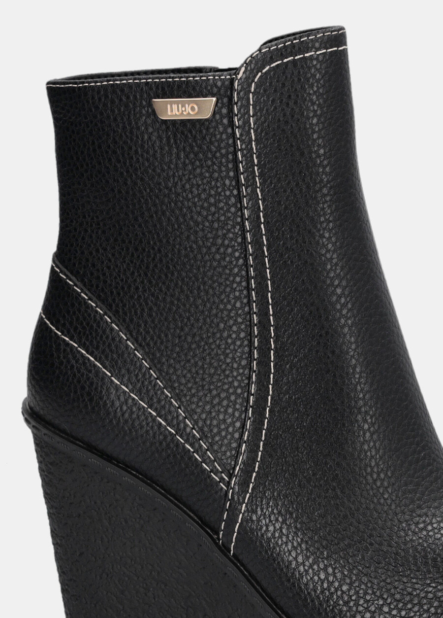 leather ankle boots with wedge heel