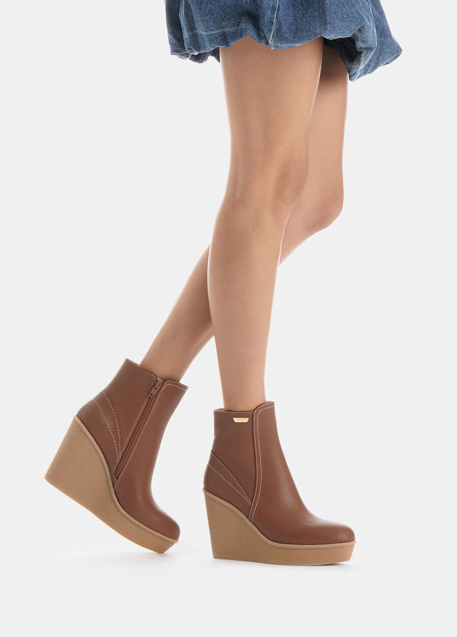 leather ankle boots with wedge heel