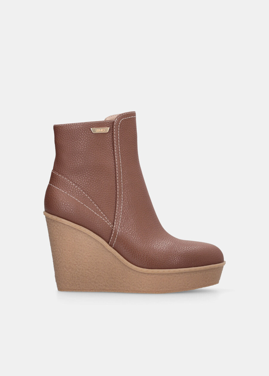 leather ankle boots with wedge heel