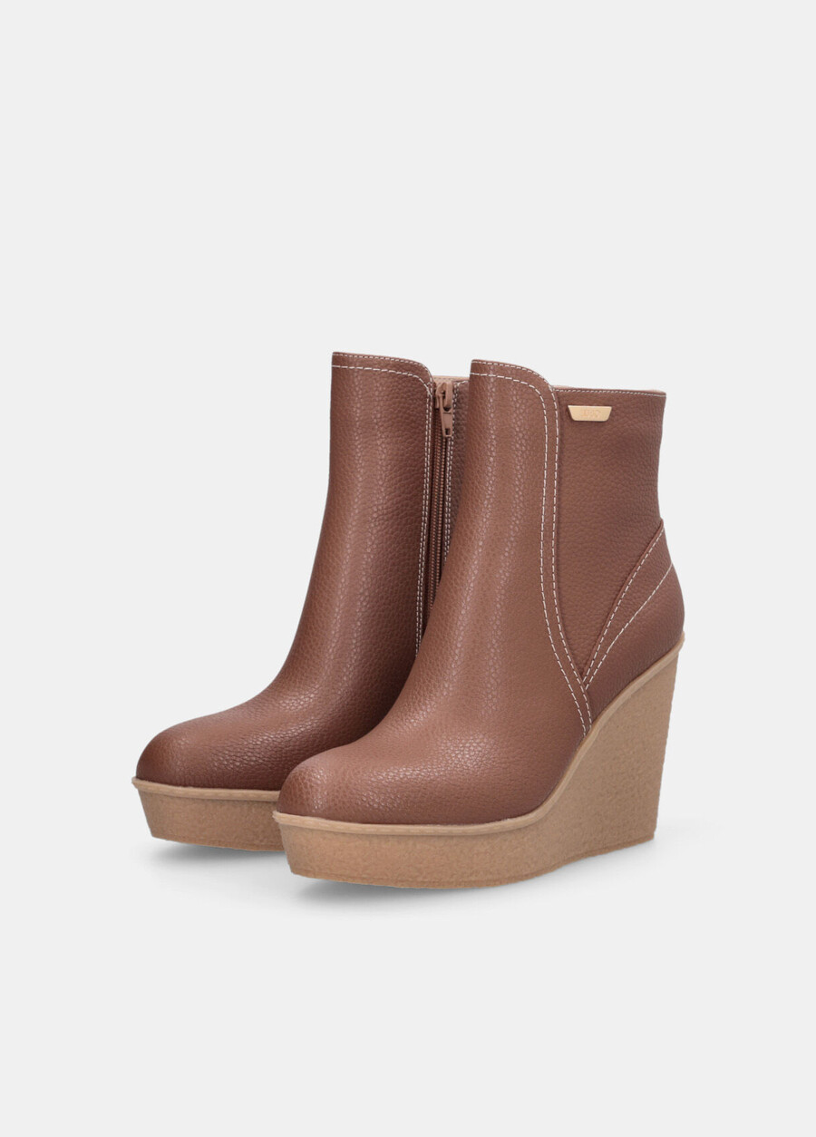 leather ankle boots with wedge heel