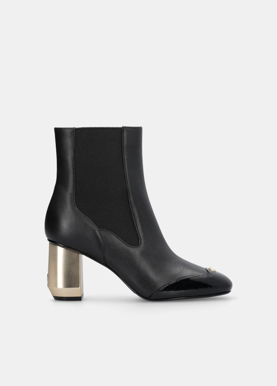leather ankle boots with logo
