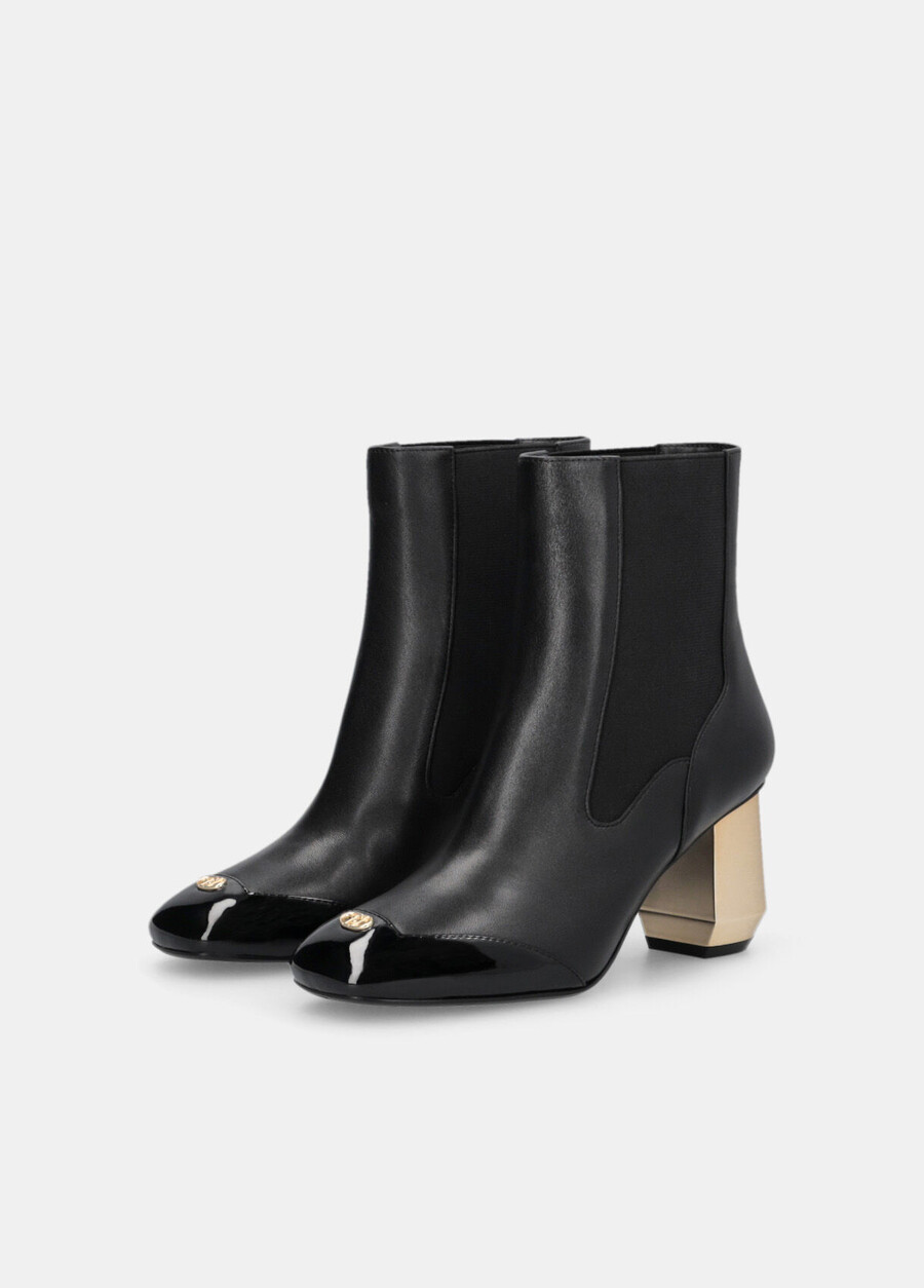 leather ankle boots with logo