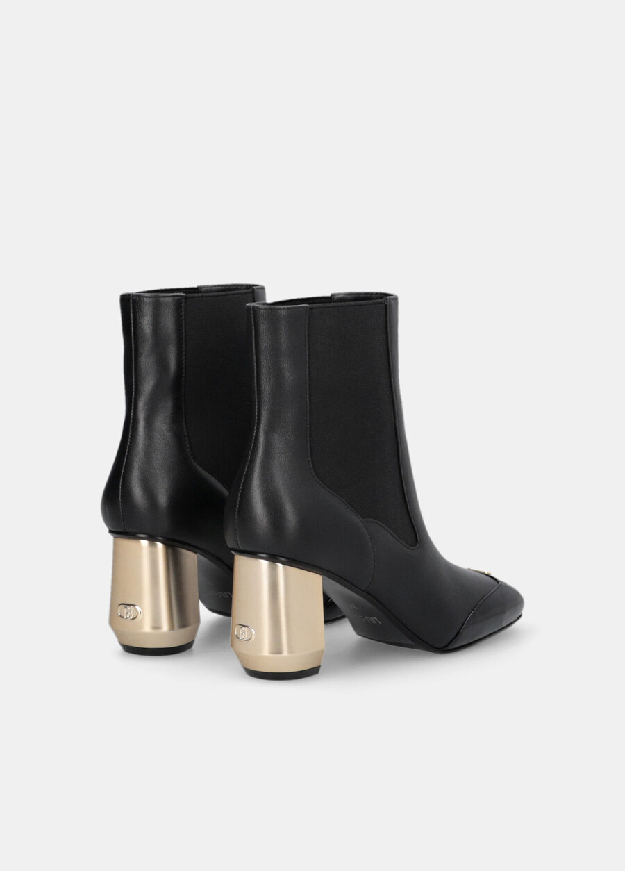 leather ankle boots with logo