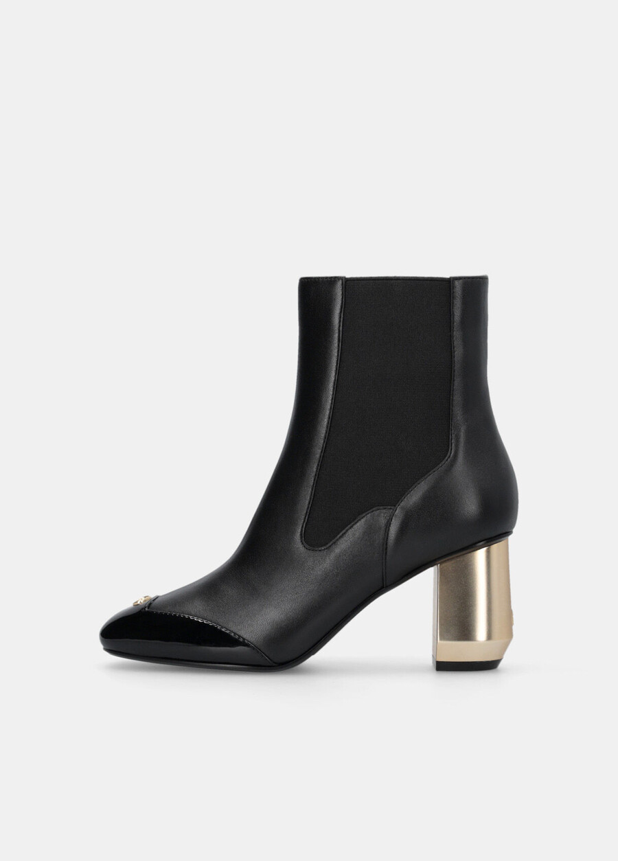 leather ankle boots with logo