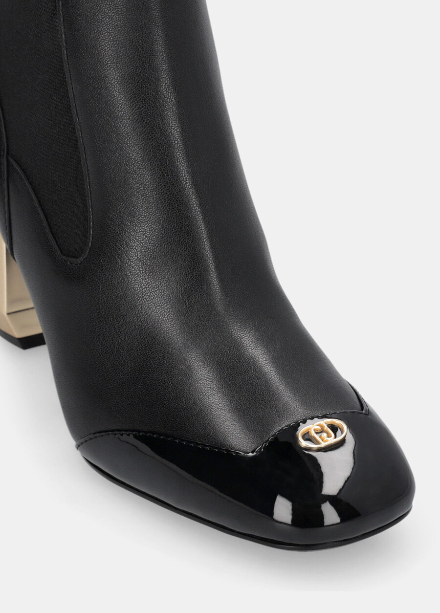 leather ankle boots with logo
