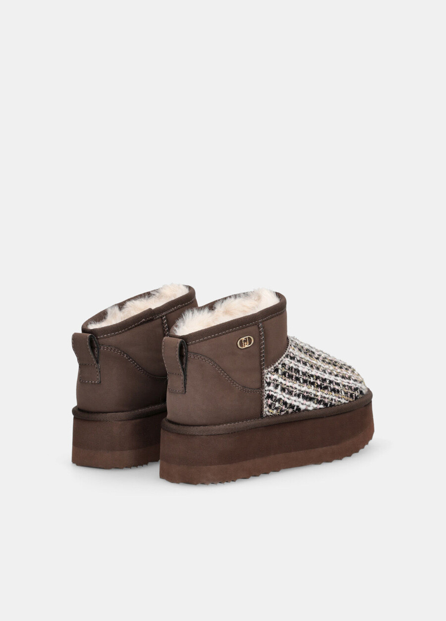 warm ankle boots with bouclé detailing