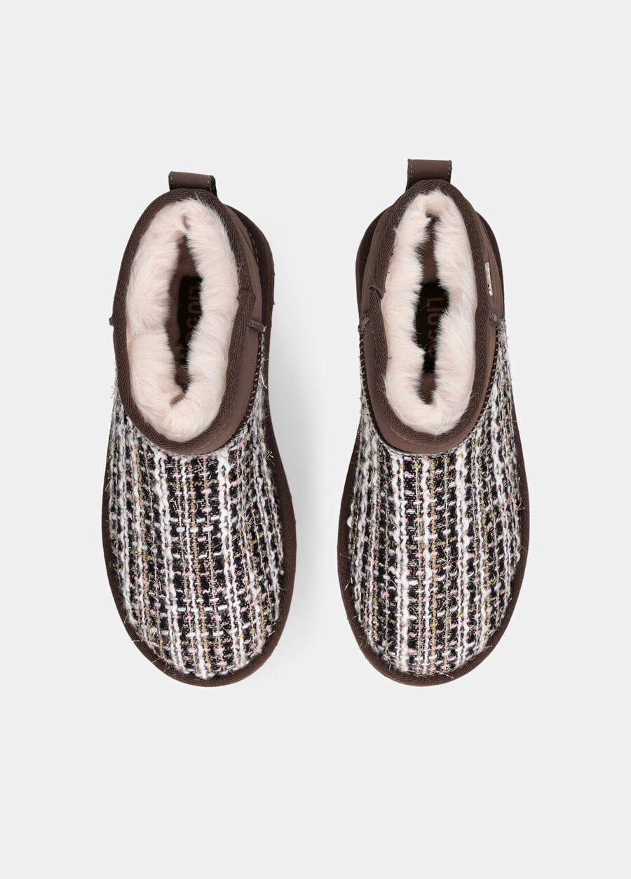 warm ankle boots with bouclé detailing