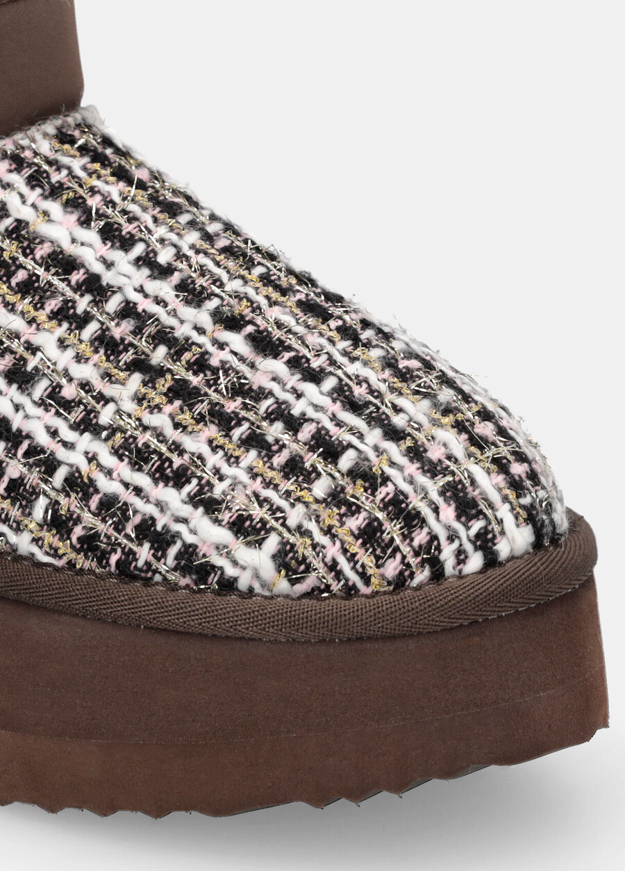 warm ankle boots with bouclé detailing