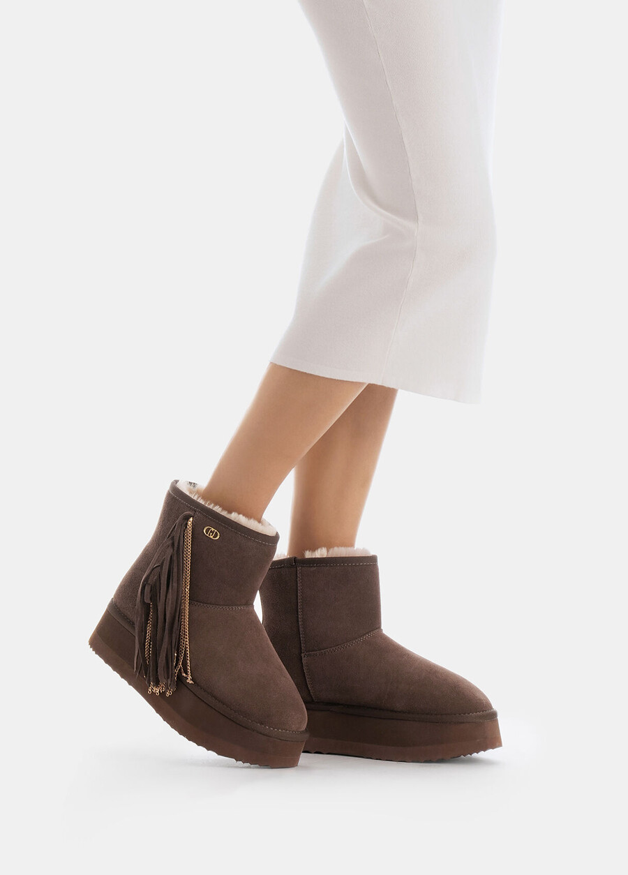 warm ankle boots with fringing
