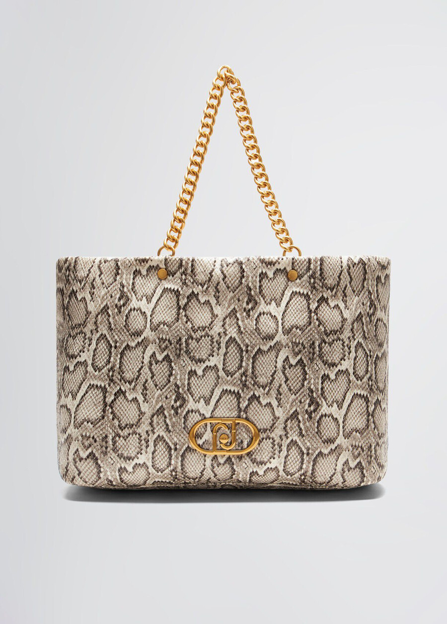 large snakeskin lapuffy tote bag