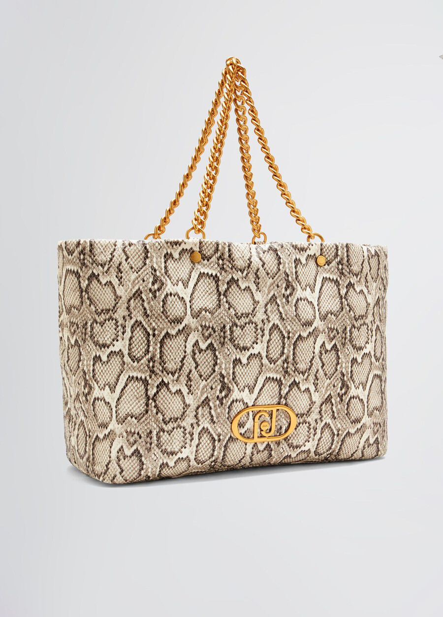 large snakeskin lapuffy tote bag