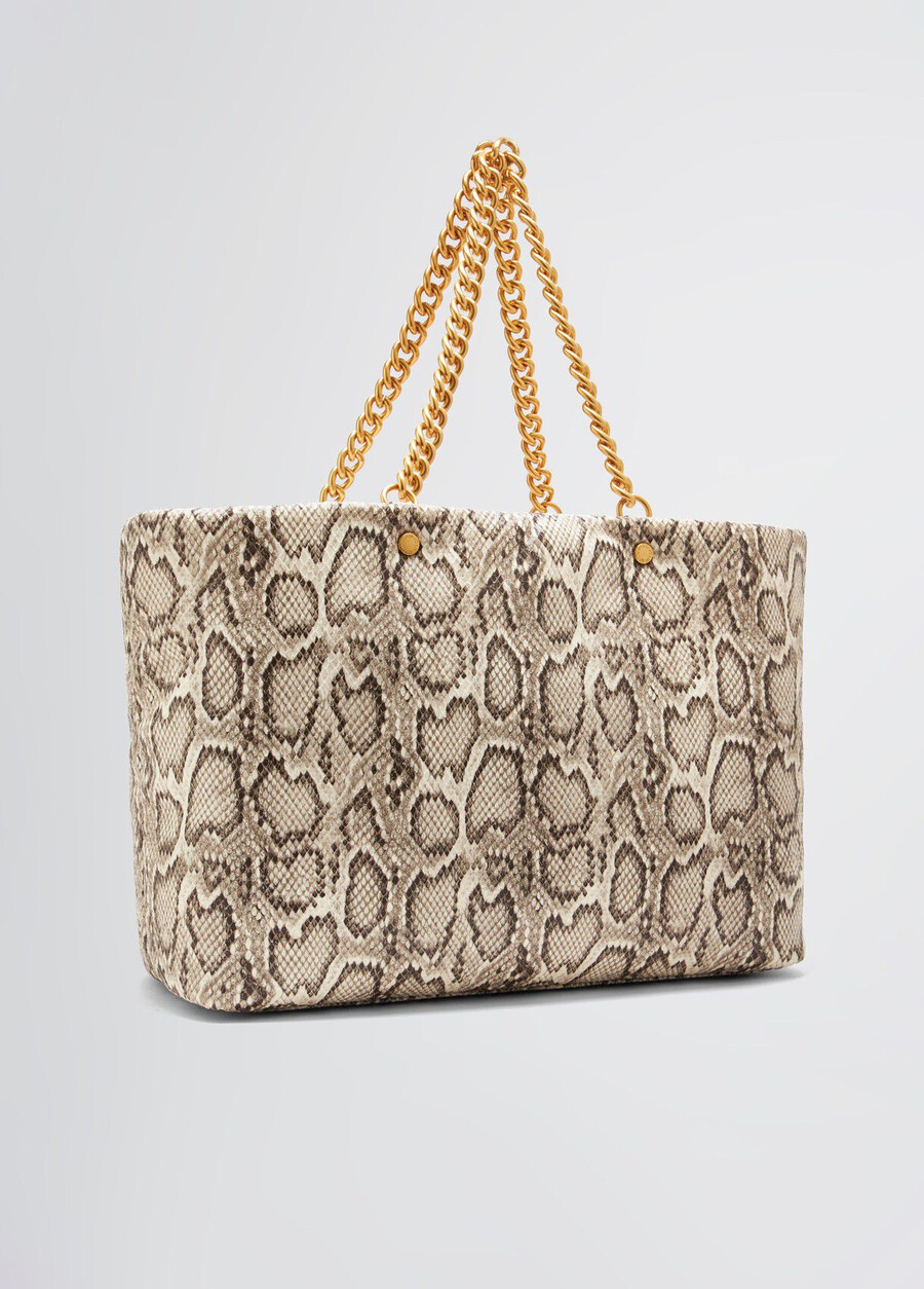 large snakeskin lapuffy tote bag
