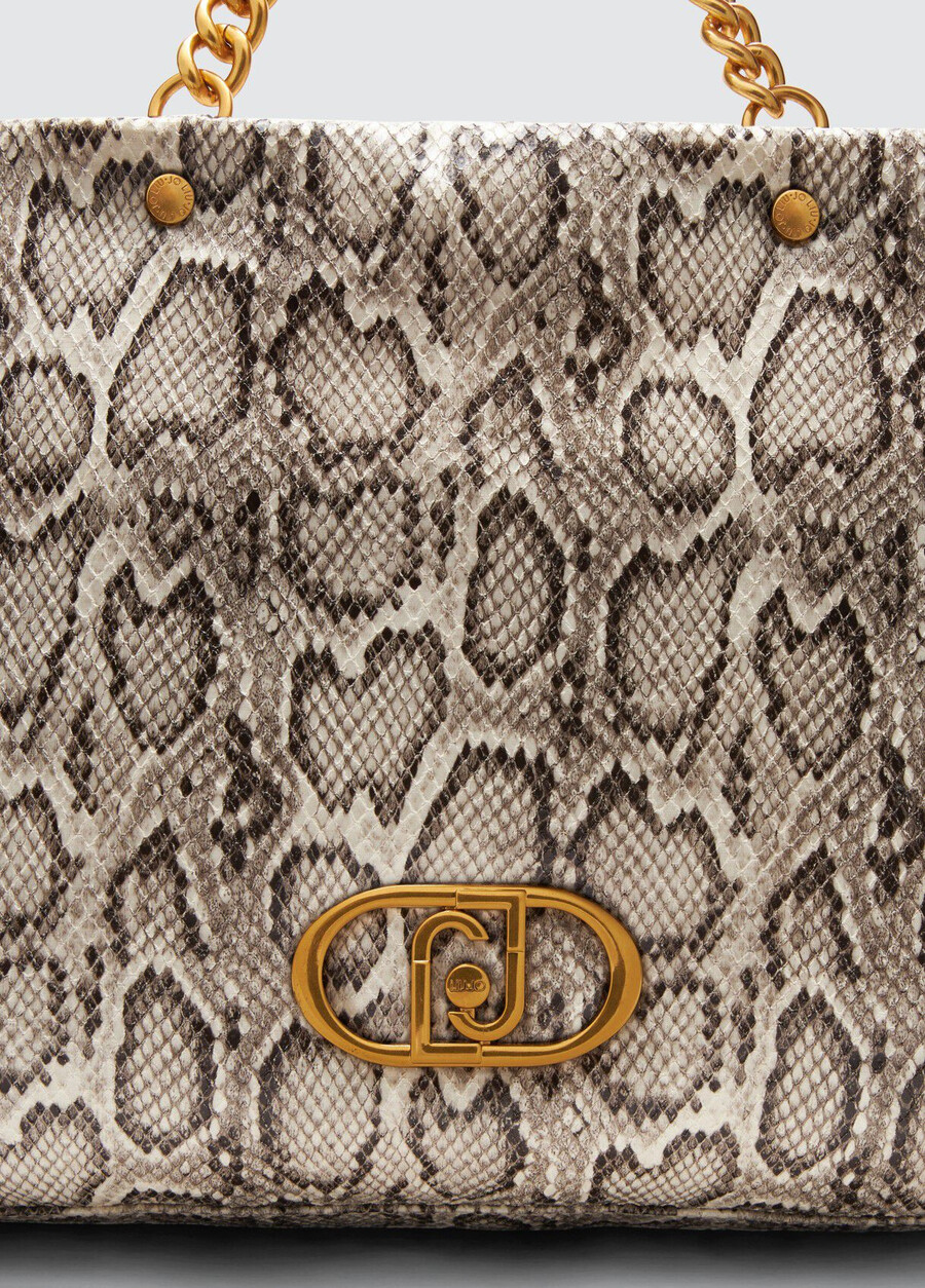 large snakeskin lapuffy tote bag